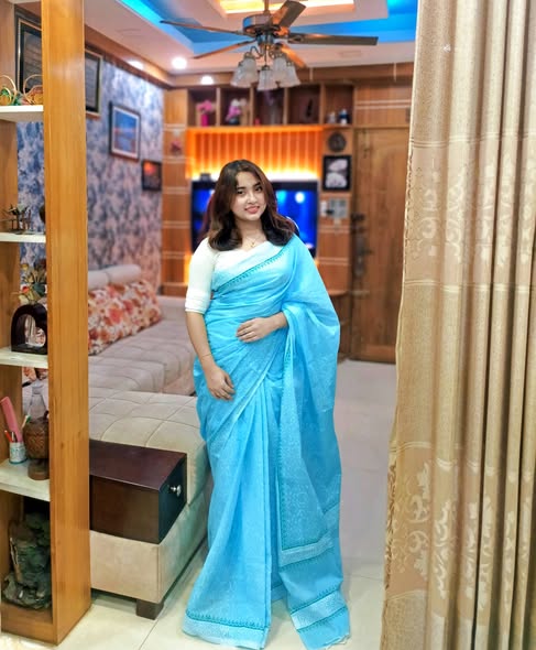 Chanderi Festive Gold Saree